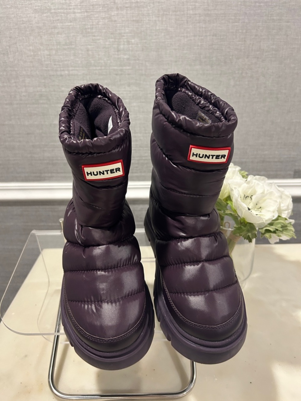 Hunter Quilted Puffer Boots - Deep Plum